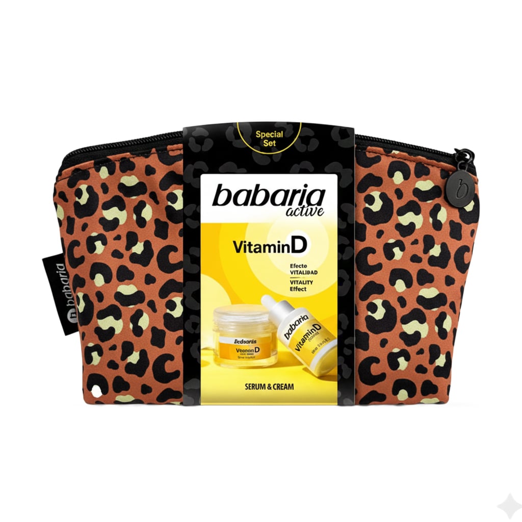 Набір для обличчя Babaria Vitamin D (крем, 50 мл + сироватка, 30 мл + косметичка, 1 шт)